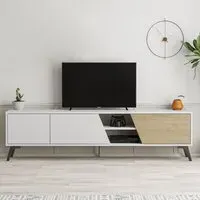 Fiona 3 Door TV Unit with Storage - Oak, White