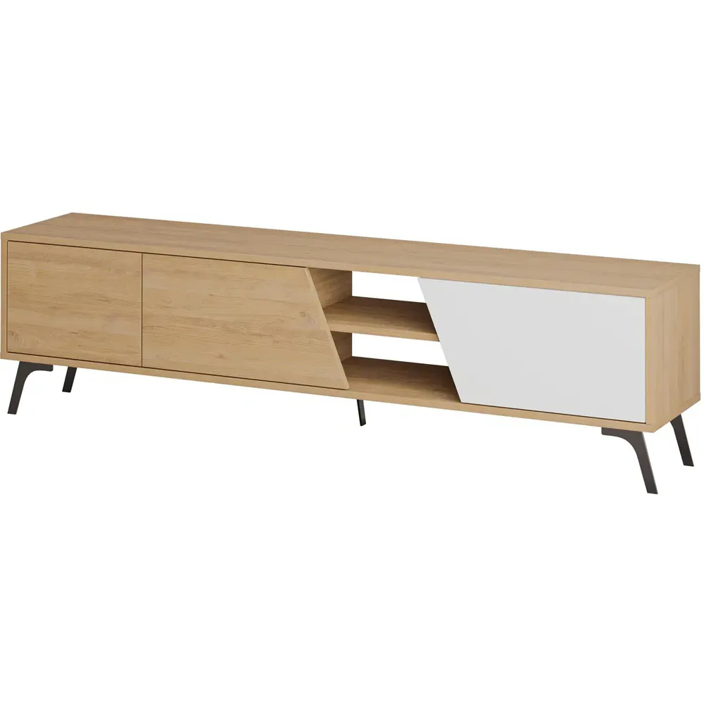 Fiona 3 Door TV Unit with Storage - White, Oak