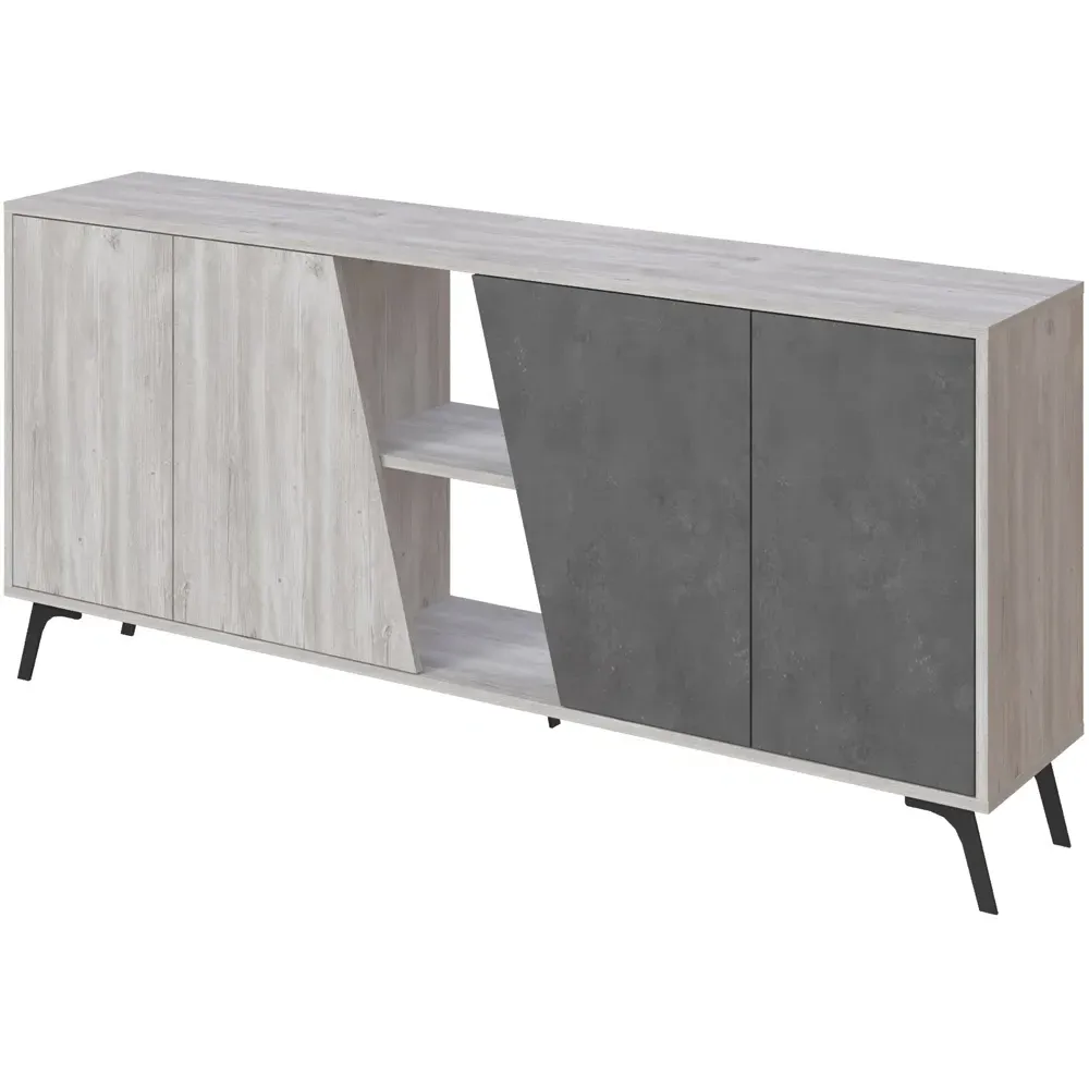 Fiona 4 Door 2 Shelf Sideboard - Ancient White, Retro Grey