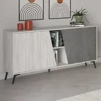 Fiona 4 Door 2 Shelf Sideboard - Ancient White, Retro Grey