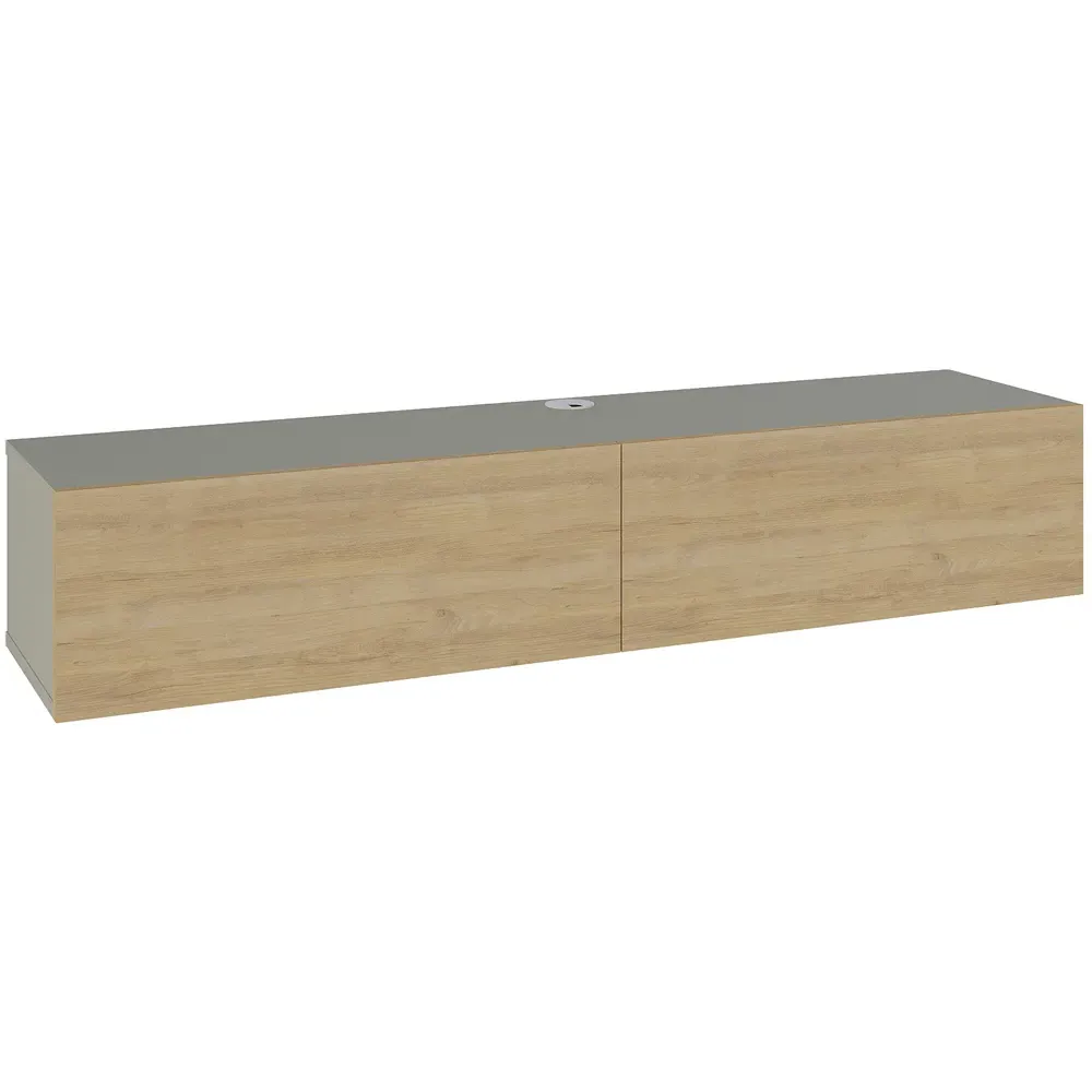Francy 2 Door Wall Mounted TV Unit - Ash Green, Oak
