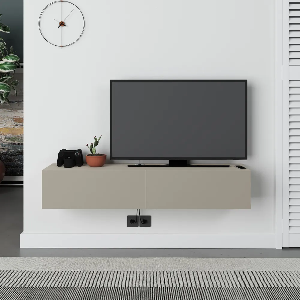Francy 2 Door Wall Mounted TV Unit - Cream
