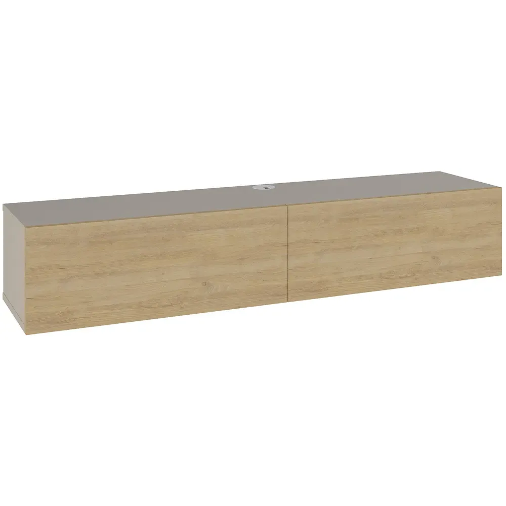 Francy 2 Door Wall Mounted TV Unit - Sandstone, Oak