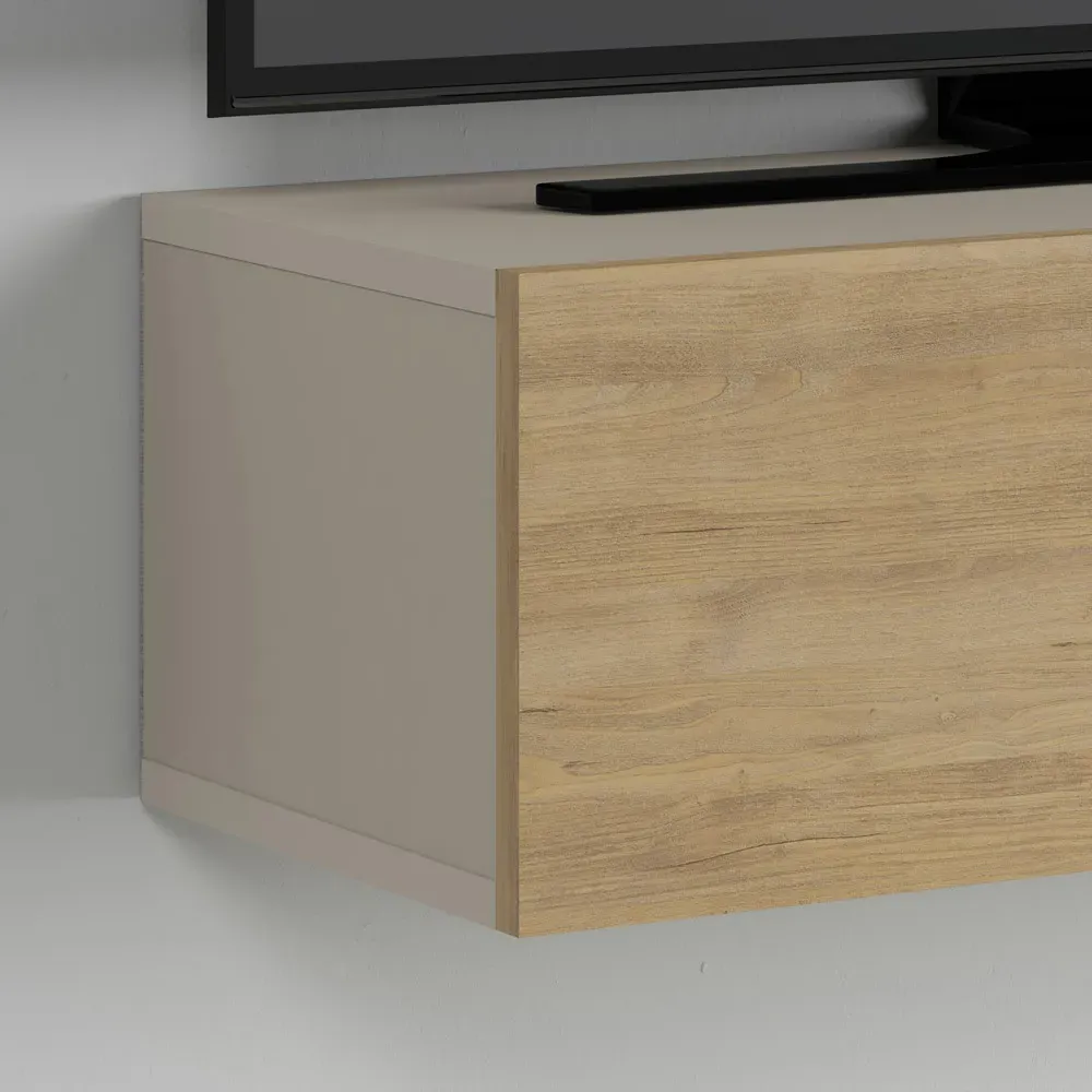 Francy 2 Door Wall Mounted TV Unit - Sandstone, Oak