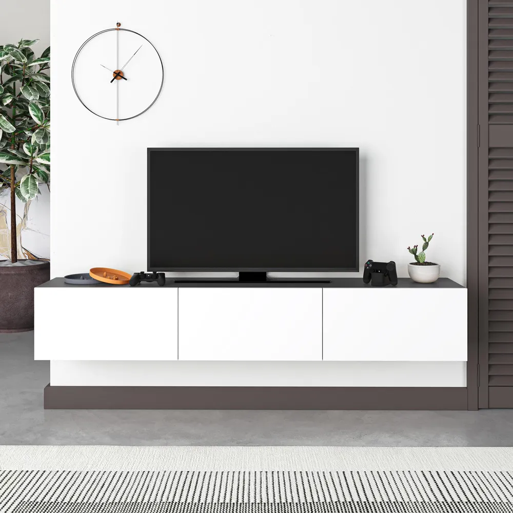 Francy 3 Door Wall Mounted TV Unit - Anthracite, White