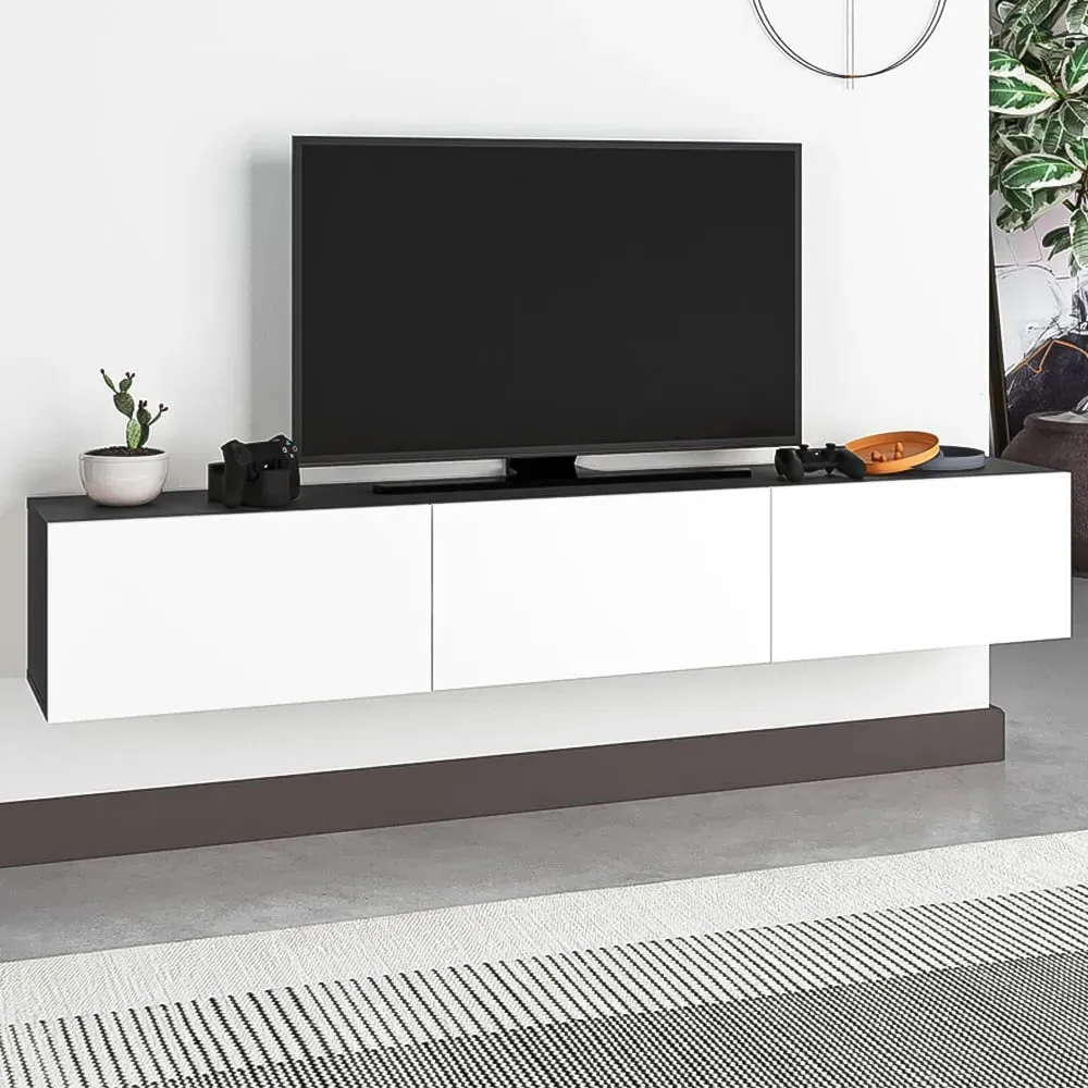 Francy 3 Door Wall Mounted TV Unit - Anthracite, White image