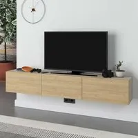 Francy TV Stand with Storage Cabinet - Sandstone, Oak