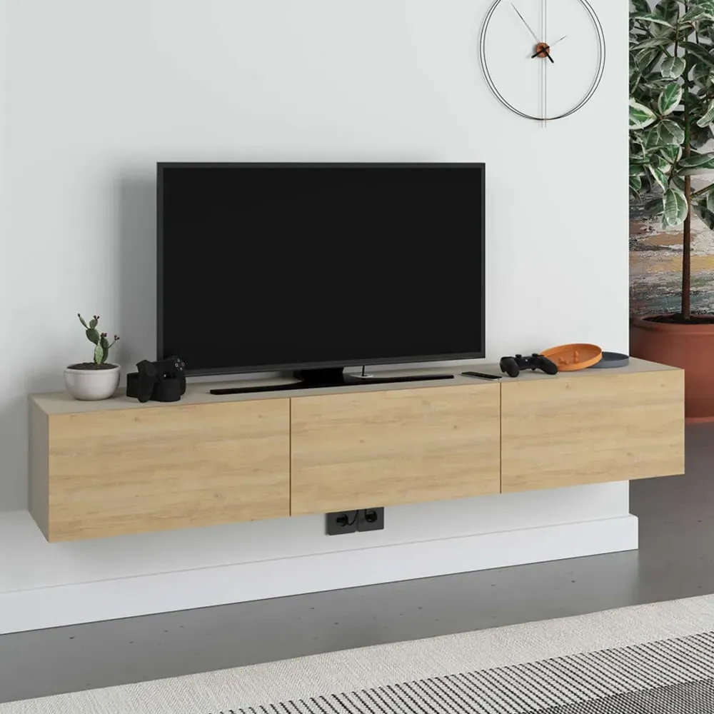 Francy TV Stand with Storage Cabinet - Sandstone, Oak