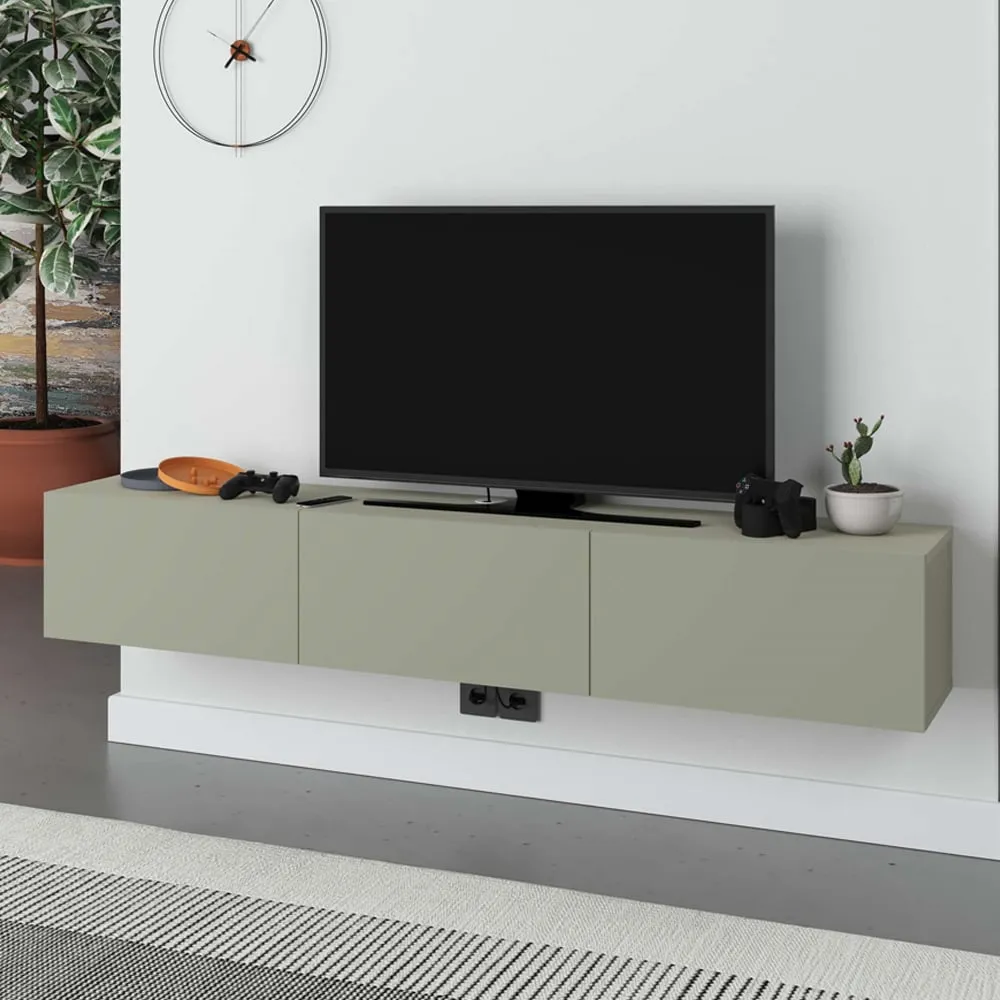 Francy Wall-Mounted TV Stand with Storage - Ash Green image