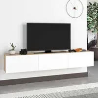Francy Wall-Mounted TV Stand with Storage - Oak, White