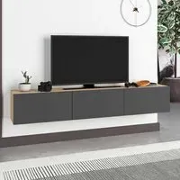 Francy Wall-Mounted TV Unit with Storage - Oak, Anthracite