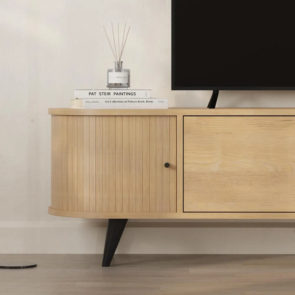 Gentle 4 Door TV Stand - Cream, Oak