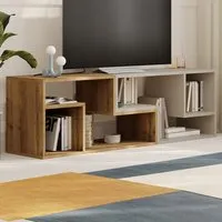 Glis 6 Shelf Corner TV Unit - Dark Oak, Sandstone