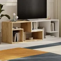 Glis 6 Shelf Corner TV Unit - Oak, White