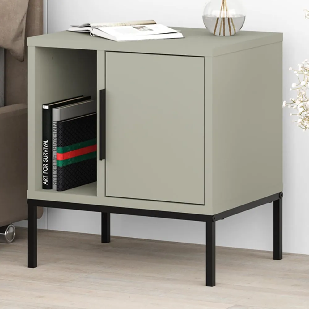 Glynn Single Door Bedside Cabinet - Ash Green image