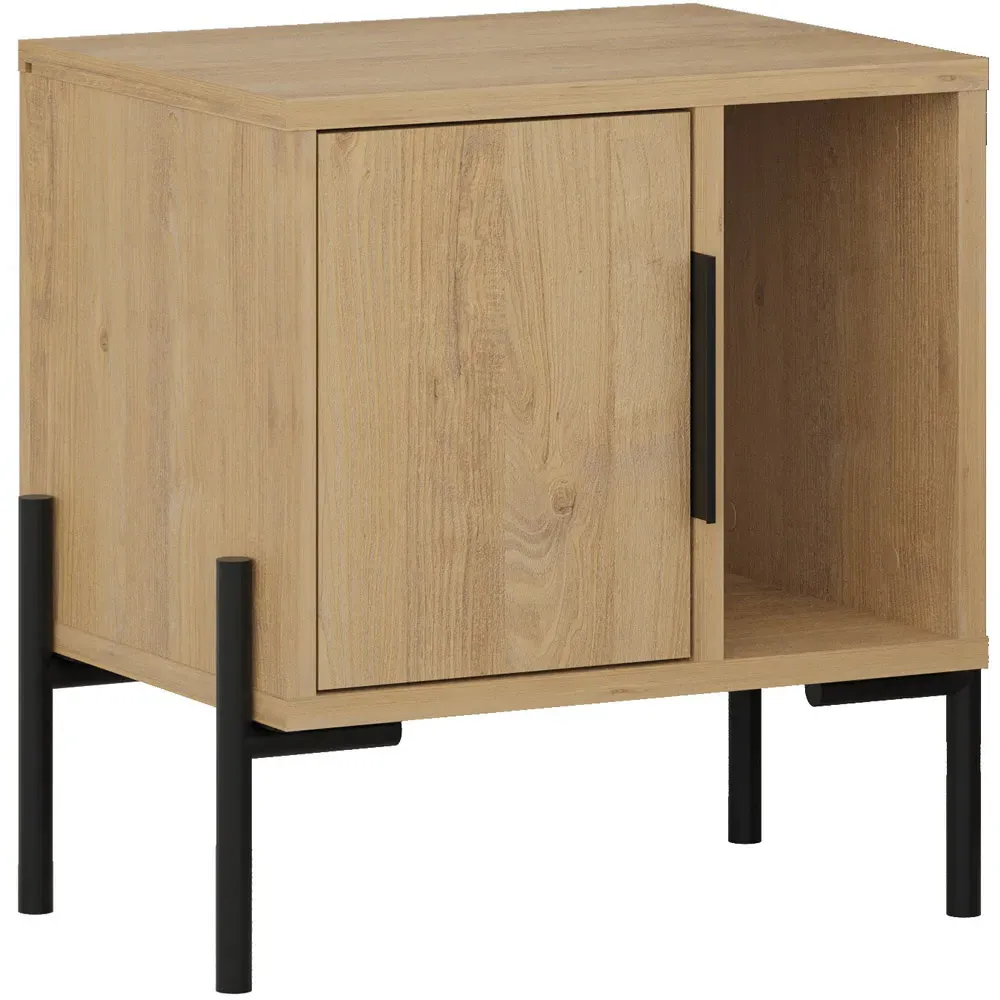 Glynn Single Door Bedside Table - Oak