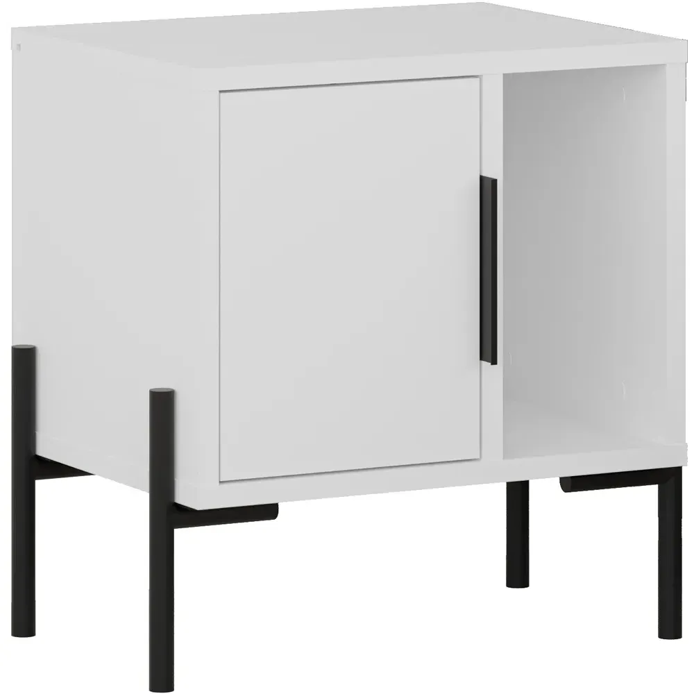 Glynn Single Door Bedside Table - White