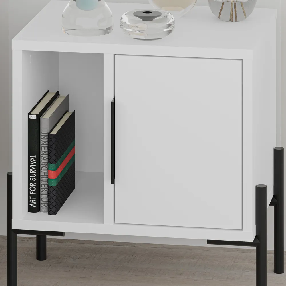 Glynn Single Door Bedside Table - White