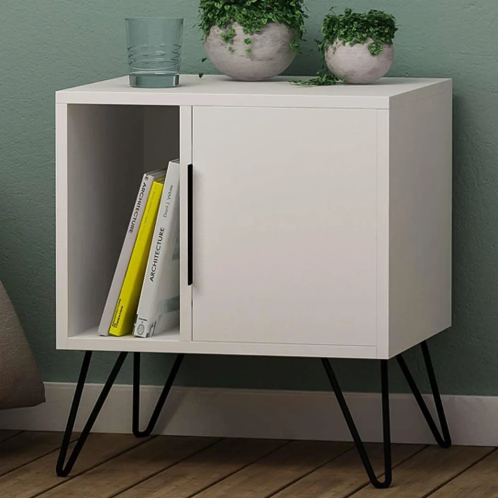 Glynn Single Door Bedside Table - White image