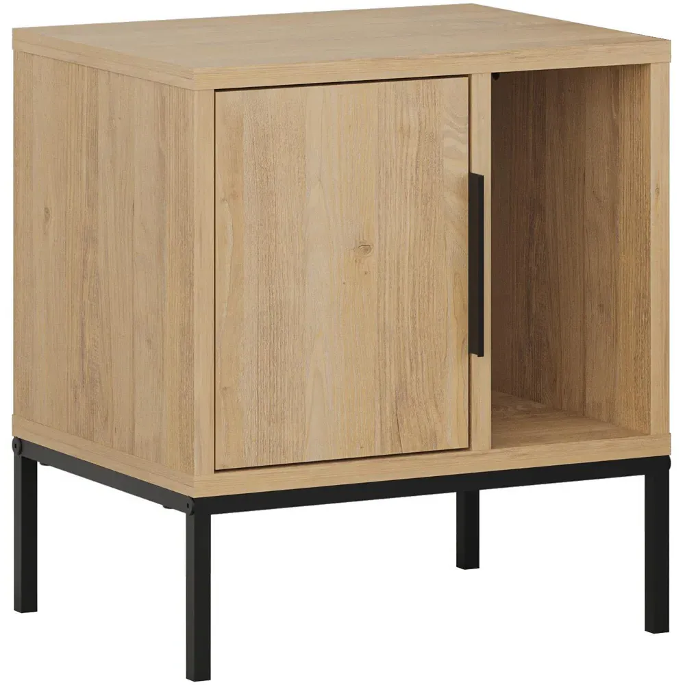 Glynn Single Door Nightstand with Metal U Leg - Oak