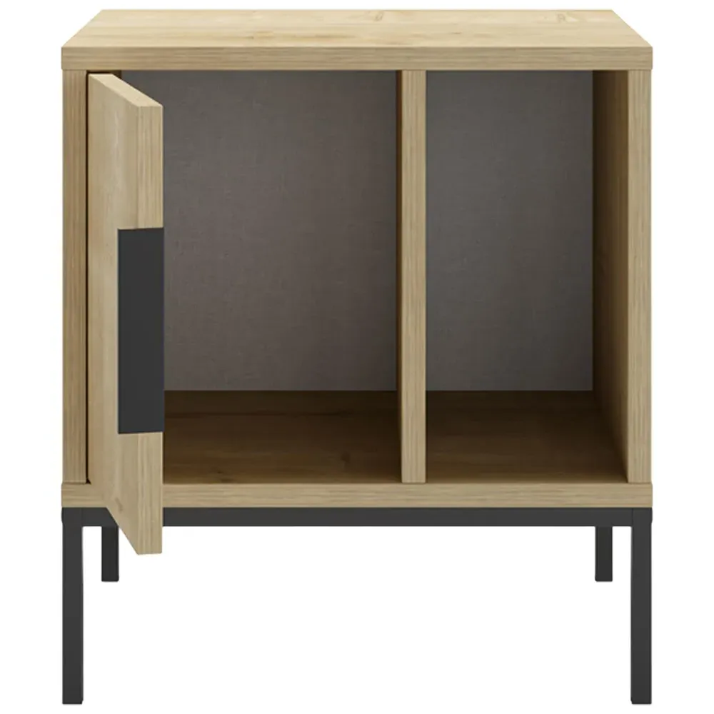 Glynn Single Door Nightstand with Metal U Leg - Oak