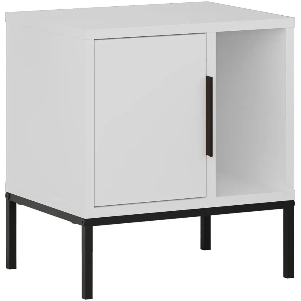 Glynn Single Door Nightstand with Metal U Leg - White