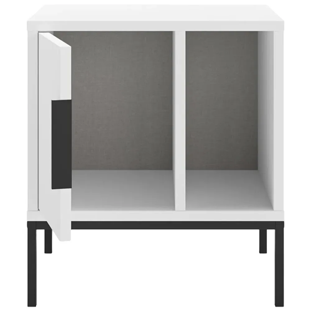 Glynn Single Door Nightstand with Metal U Leg - White