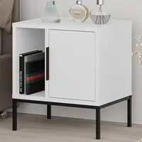 Glynn Single Door Nightstand with Metal U Leg - White