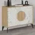 Gora 2 Door Console Sideboard Display Unit - Oak, White Marble