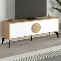 Gora 2 Door TV Unit with Circle Handle - Oak, Engineered Wood