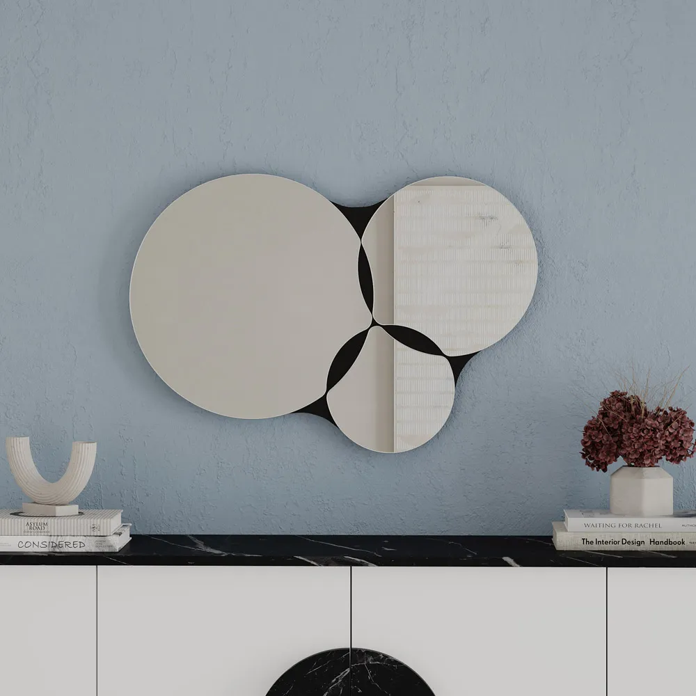Gora 3 Round Panel Unframed Wall Mirror - Black