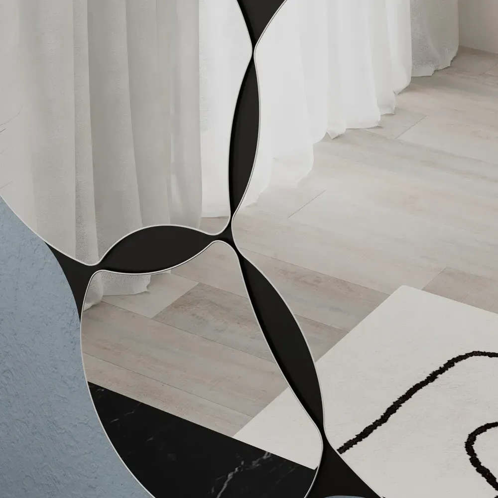 Gora 3 Round Panel Unframed Wall Mirror - Black