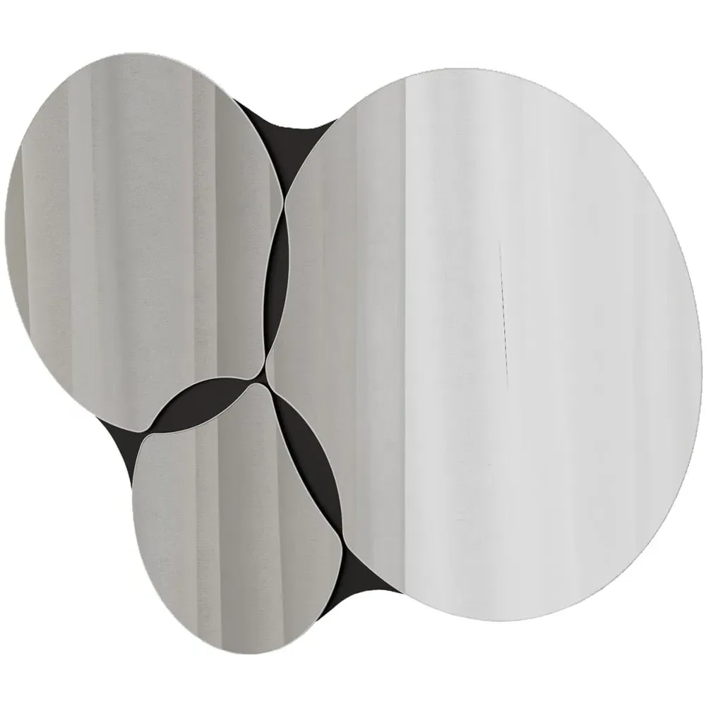 Gora 3 Round Panel Unframed Wall Mirror - Black