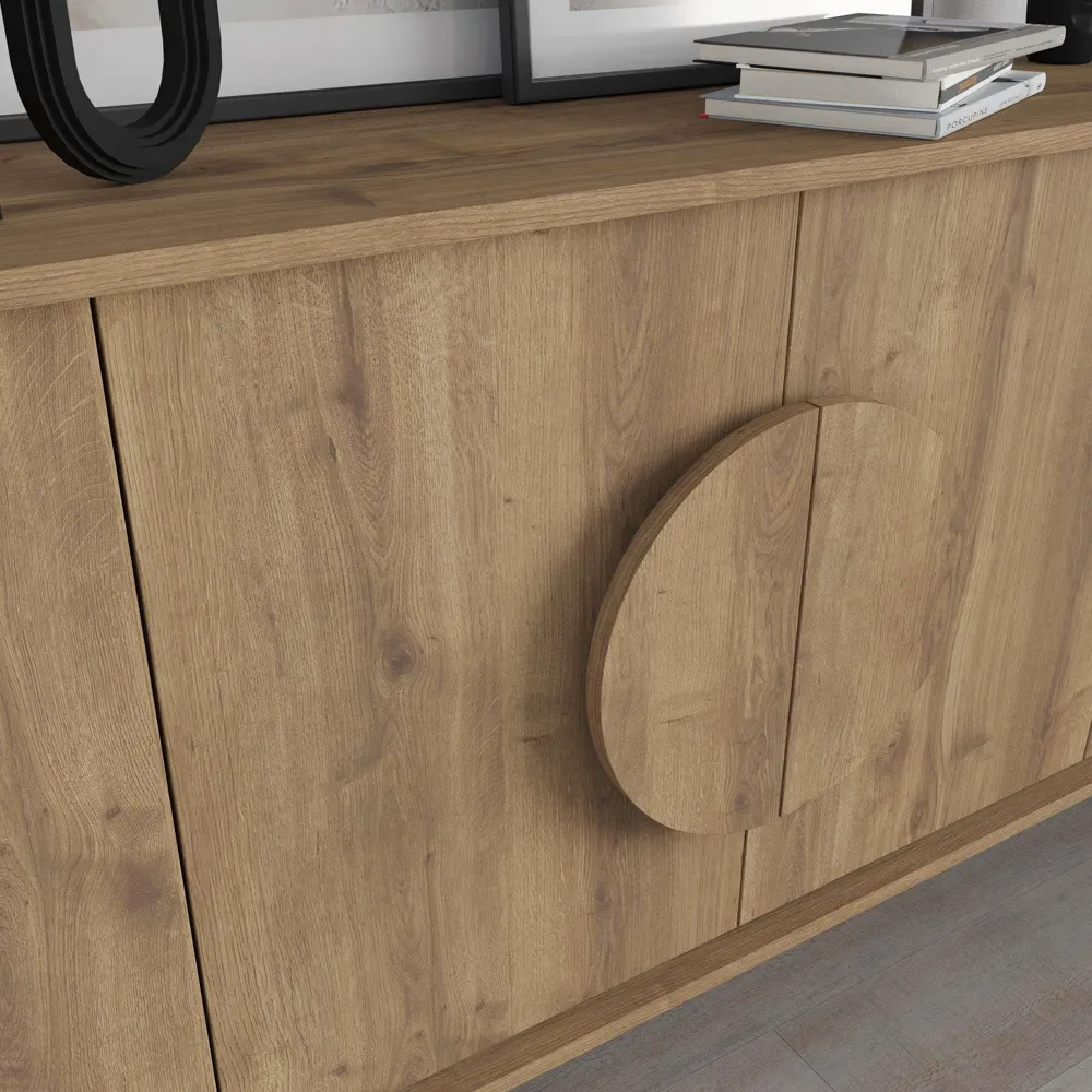 Gora 4 Door Console Sideboard - Brown, Oak Effect
