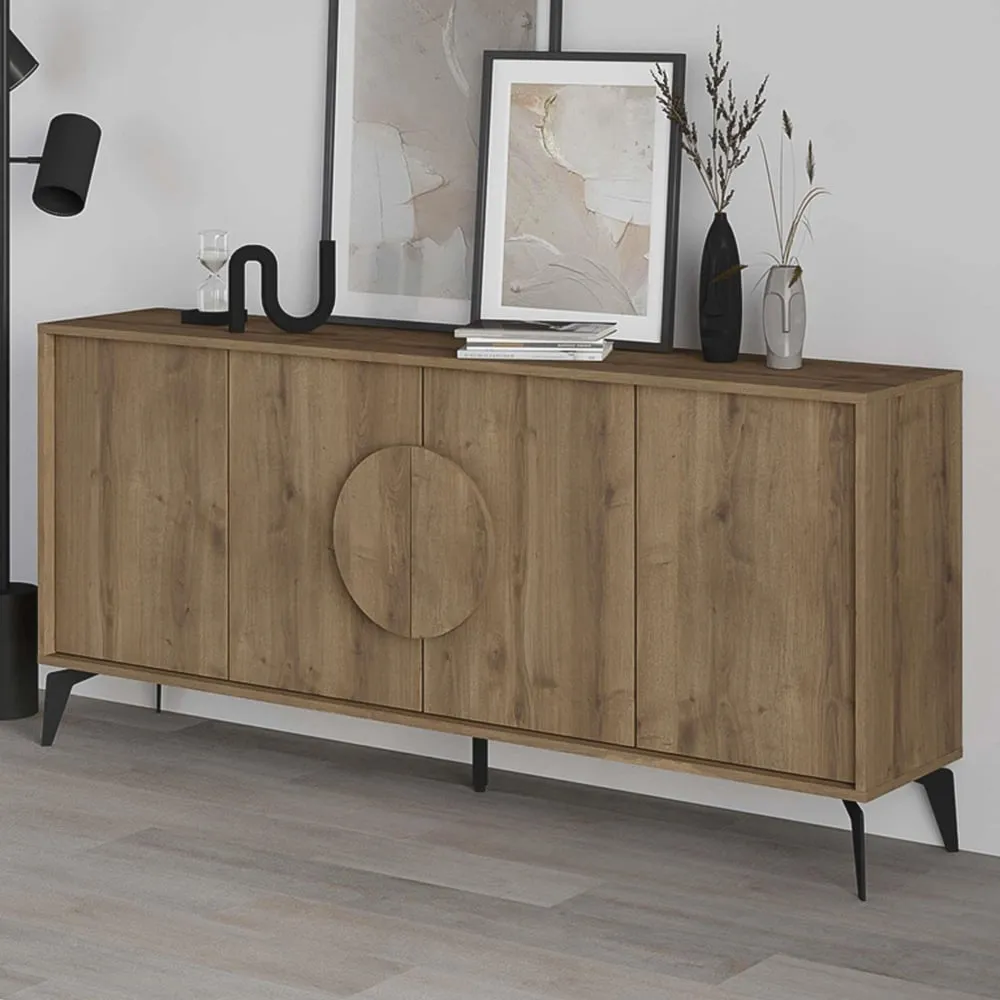 Gora 4 Door Console Sideboard - Brown, Oak Effect image