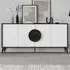 Gora 4 Door Sideboard with Circle Handle - Black, Marble Effect