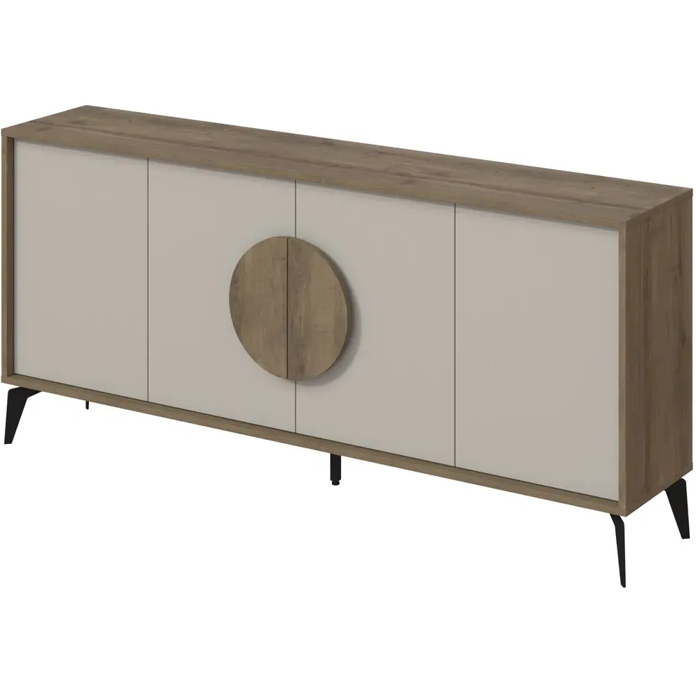 Gora 4 Door Sideboard with Circle Handle - Dark Oak, Sandstone