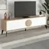 Gora 4 Door TV Unit with Circle Handle - Oak, White