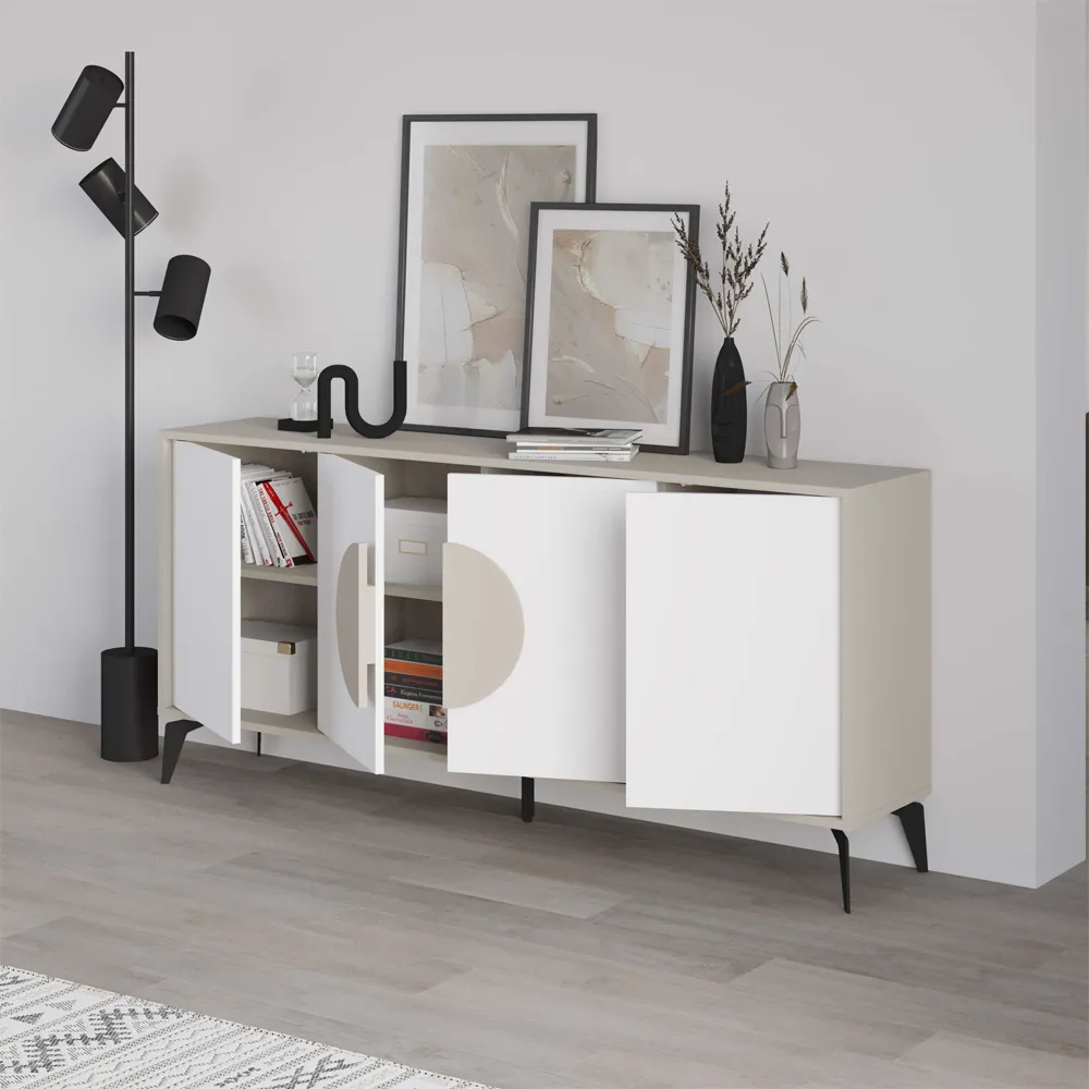 Gora Console Sideboard - Sandstone, White