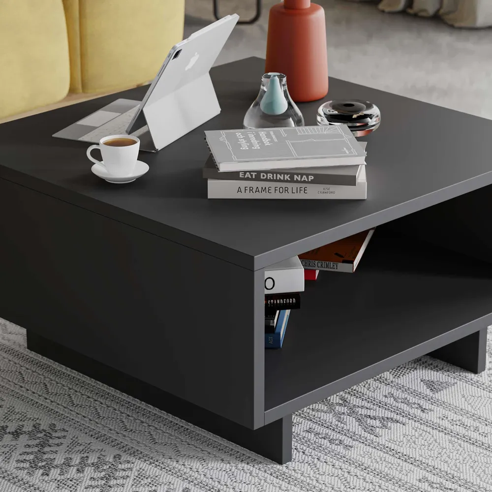 Hola Single Shelf Coffee Table - Black