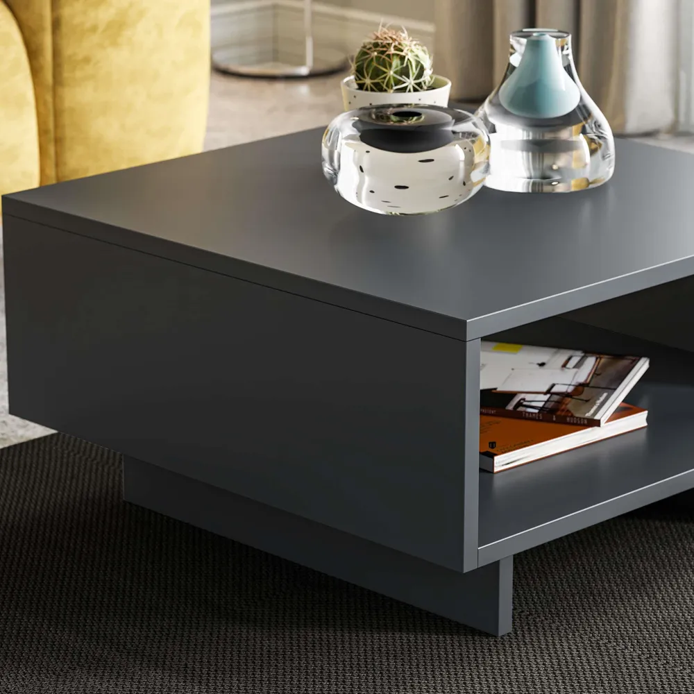 Hola Single Shelf Coffee Table - Black