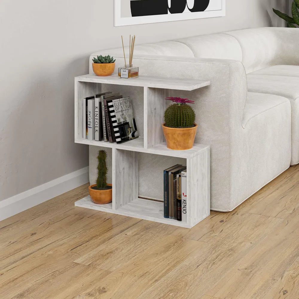 Homemania 4 Shelf Side Table - Ancient White