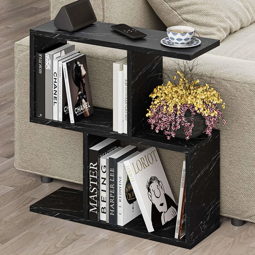 Homemania 4 Shelf Side Table - Black Marble Effect
