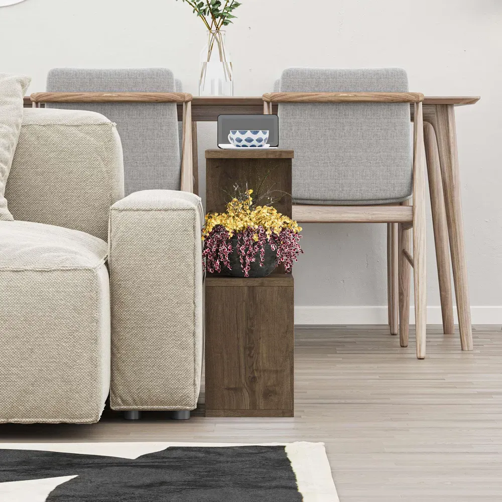 Homemania 4 Shelf Side Table - Brown, Wood