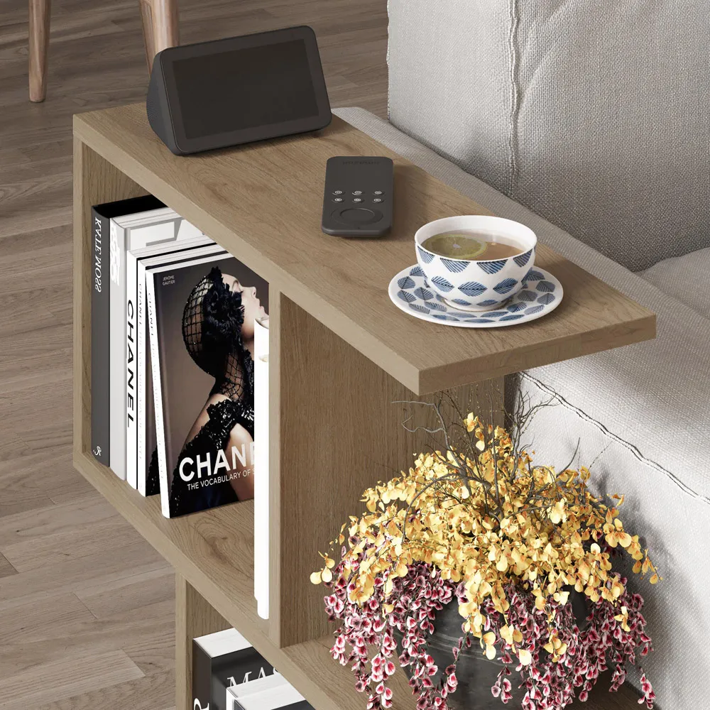 Homemania 4 Shelf Side Table - Cream, Wood