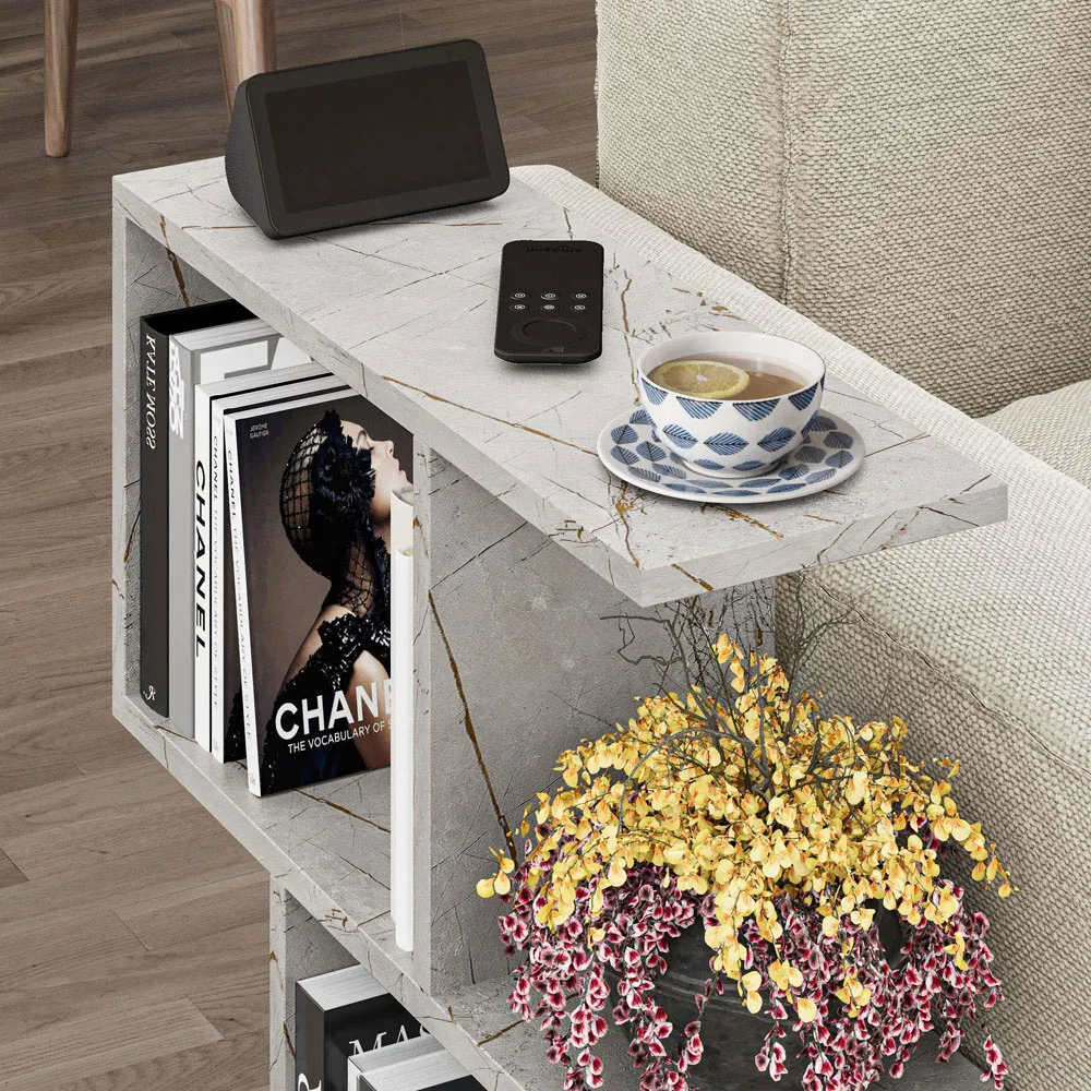 Homemania 4 Shelf Side Table - Gold Marble Effect