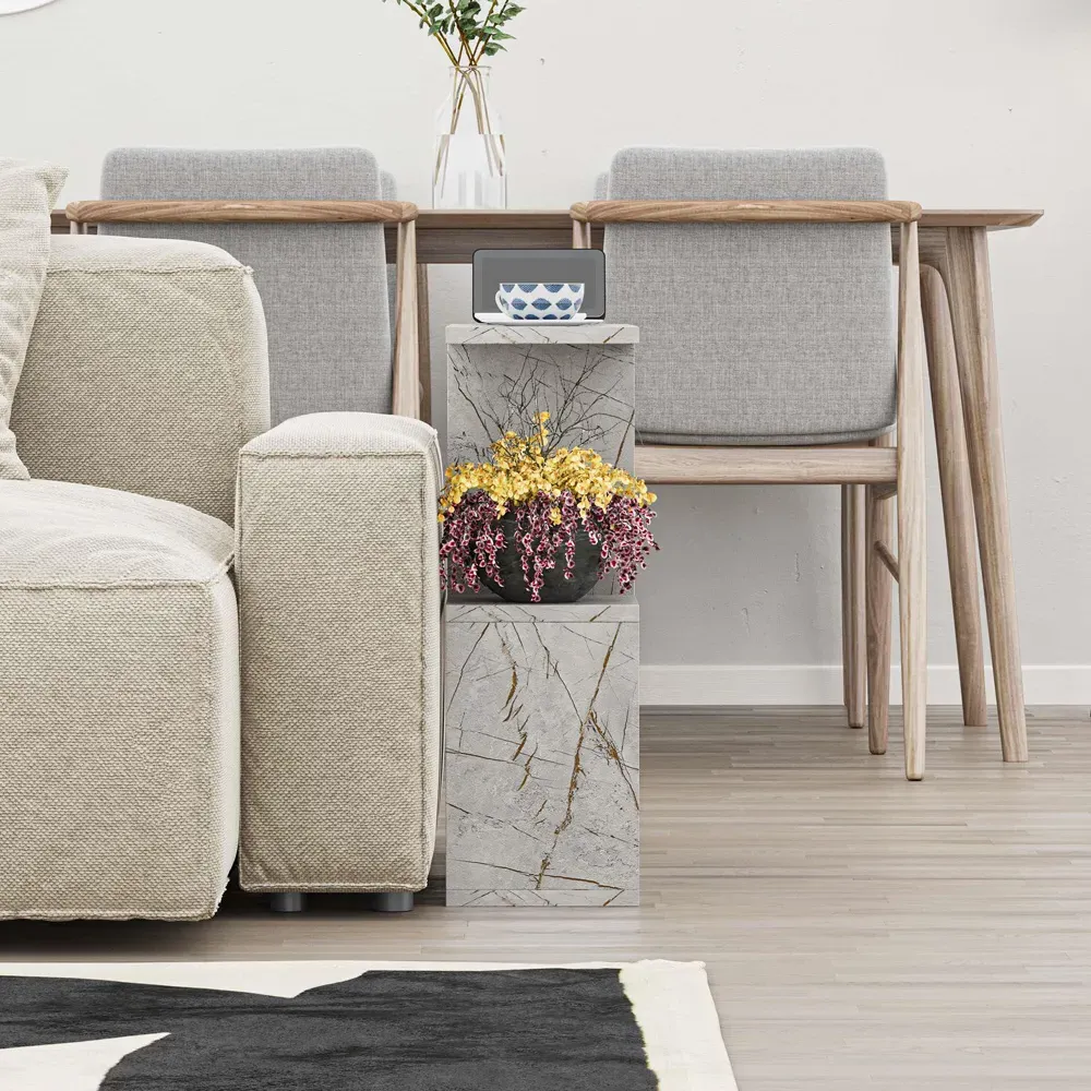 Homemania 4 Shelf Side Table - Gold Marble Effect