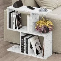 Homemania 4 Shelf Side Table - White Marble Effect