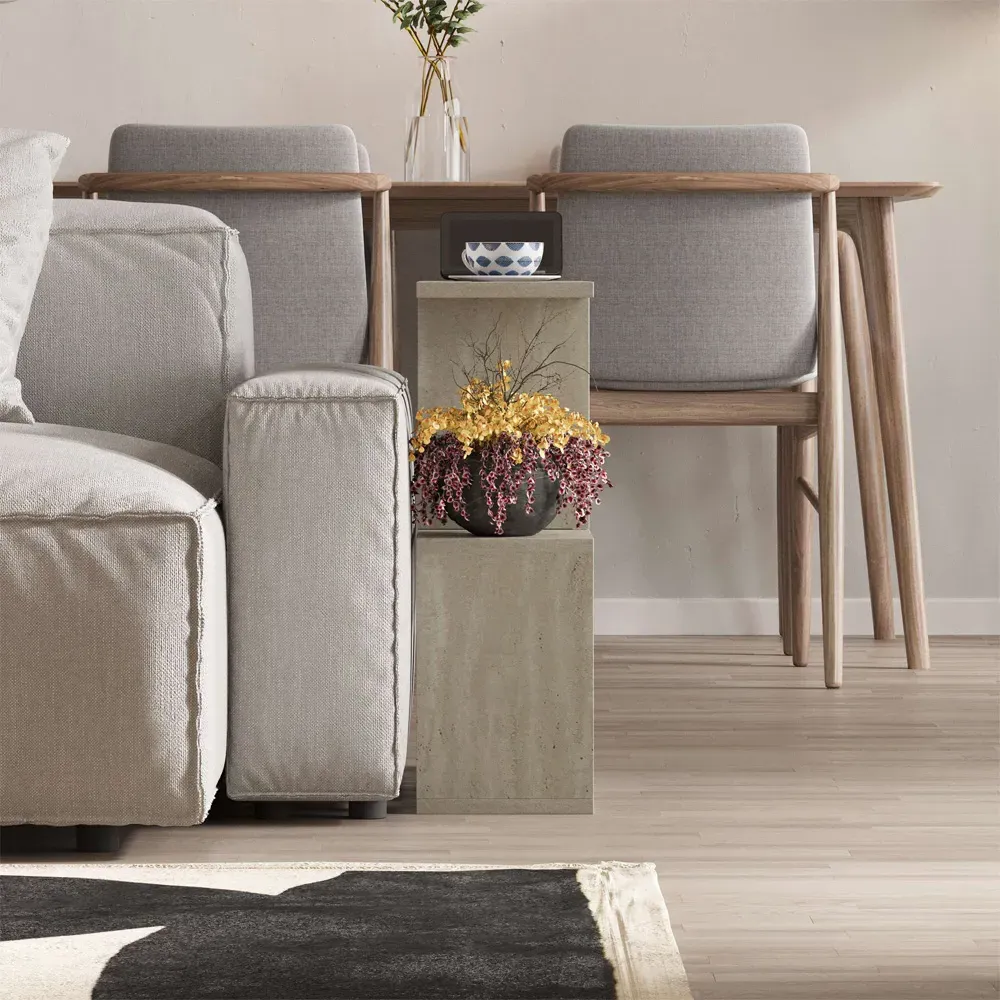 Homemania Light Stone Side Table - Cream