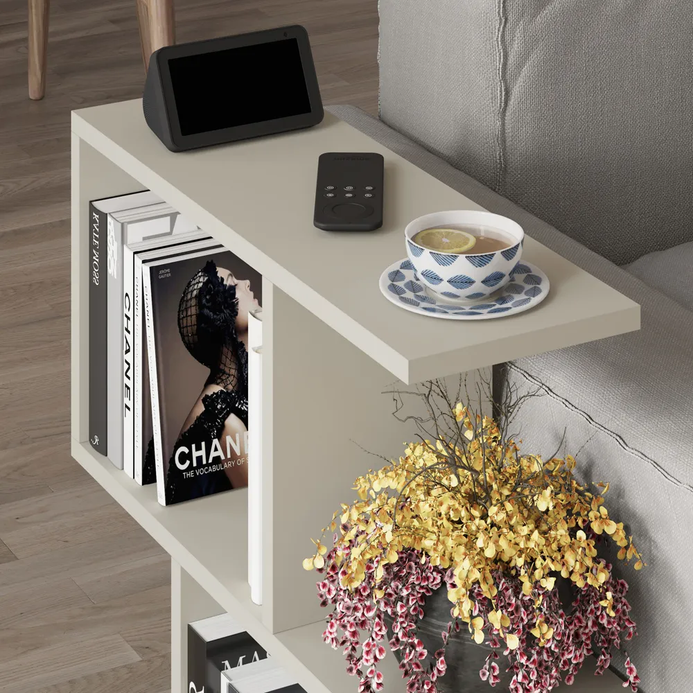 Homemania Sandstone Coffee Table with Storage - Cream